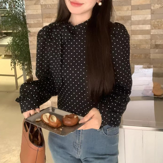 LUNA GIRL 女款圓點蝴蝶結襯衫 L25SPBL121108