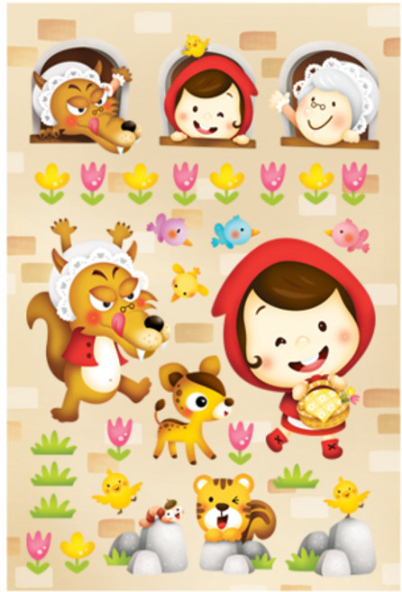 환타스틱스 쁘띠스티커 빨간망토소녀 PS-22030, 10개, 혼합색상