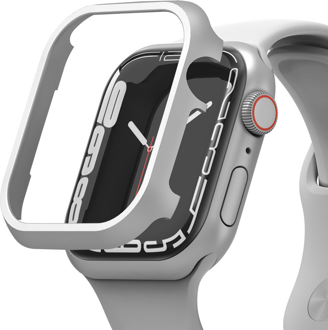 누아트 애플워치 알루미늄 메탈 커버 베젤링 케이스, 실버
