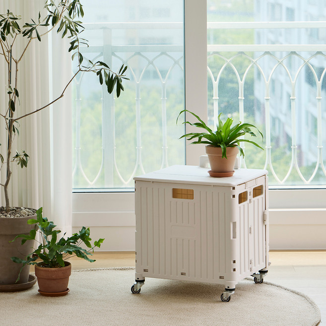 한샘 핸디 360도 회전 폴딩 장바구니 쇼핑카트 XL, 화이트, 1개