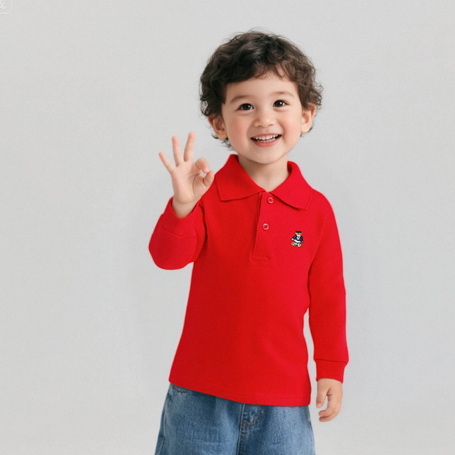 JOYMULTI MK 長袖基本款刺繡翻領T恤