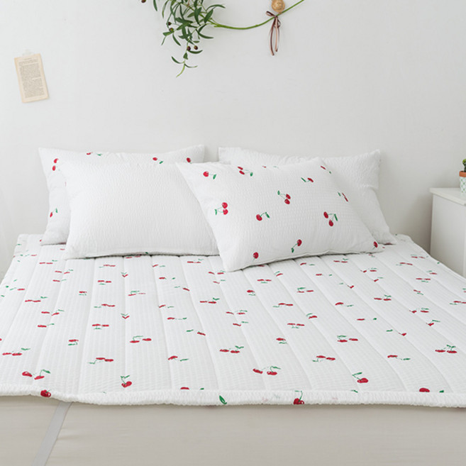 로제프 시원한 시어서커 밴딩 이불패드, 체리