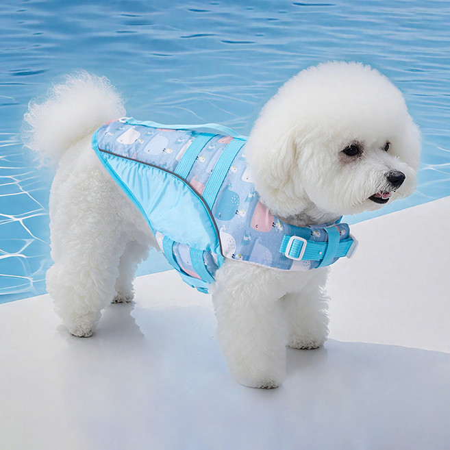 파스텔펫 반려동물 썸머 패턴 구명조끼, 블루, 1개