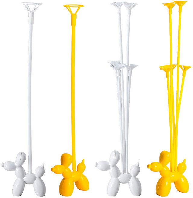 joyparty Balloon Dog 氣球支架 4件組, 白色, 黃色, 1套