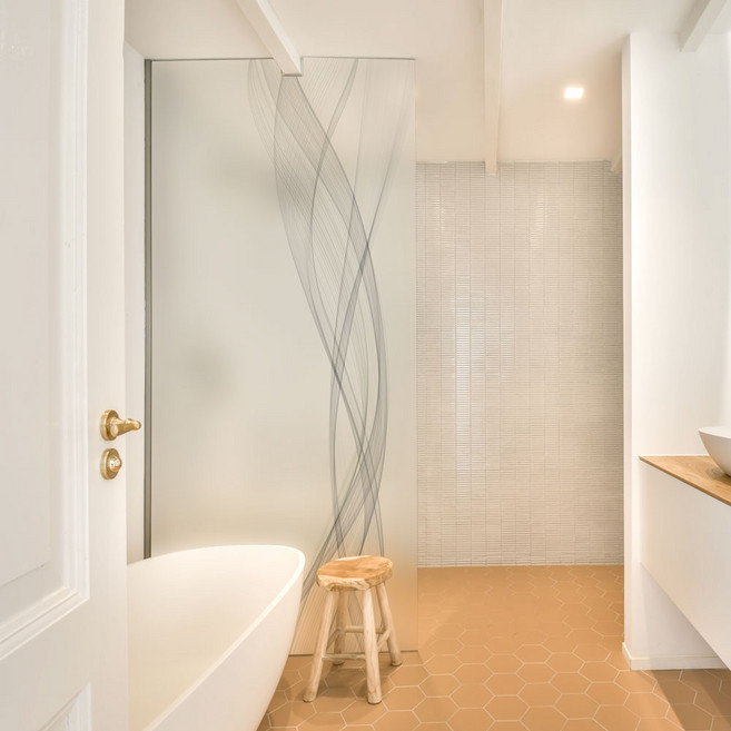 꾸밈 무점착 스케치라인 유리문 시트지 ch308_m, 혼합색상