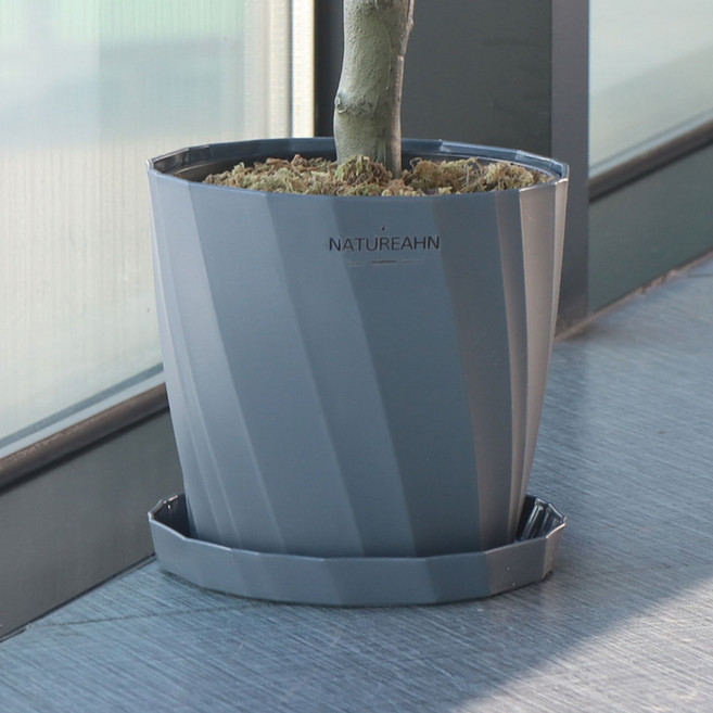 네이처안 과습방지 화분 + 받침 세트, 그레이, 1개