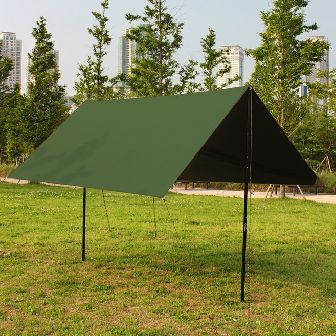 캠프빌리지 방수 블랙코팅 심실링 렉타타프, 카키