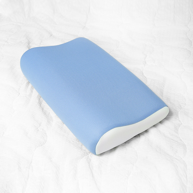 숙면예감 클라우드 쿨 에어 메모리폼 수면 경추베개 + 밴딩커버, 스카이블루(베개), 1개