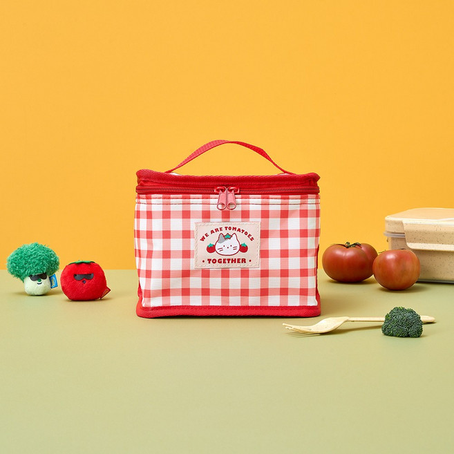 버터 베지갱 캔버스 도시락가방, 레드, 1개