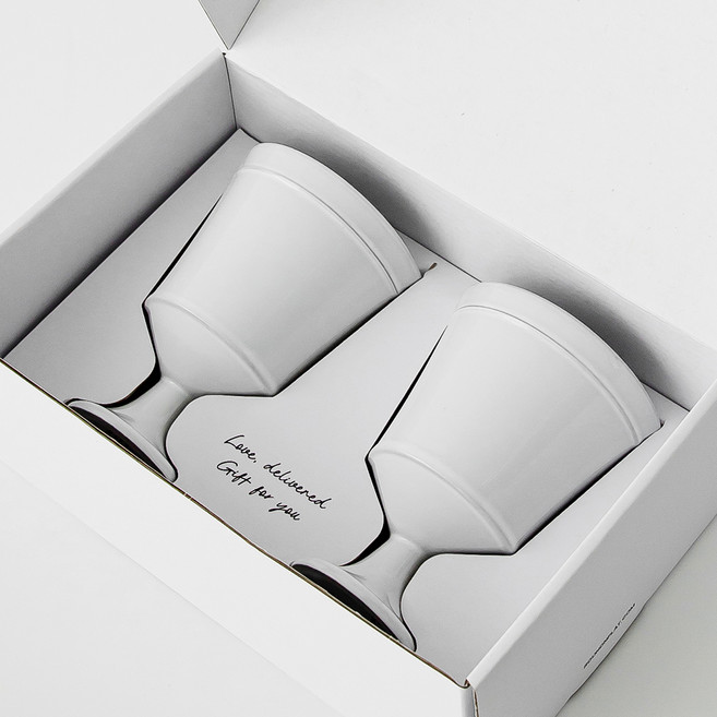 로코홈 프렌치 고블렛잔 300ml, 화이트 + 그레이, 2개