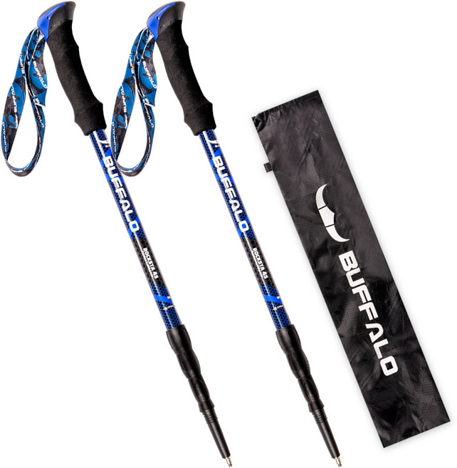 버팔로 락스타 4단 등산 스틱 2p + 케이스, 블루, 1세트
