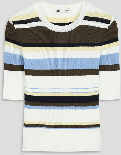 미쏘 여성용 멀티스트라이프 반팔스웨터