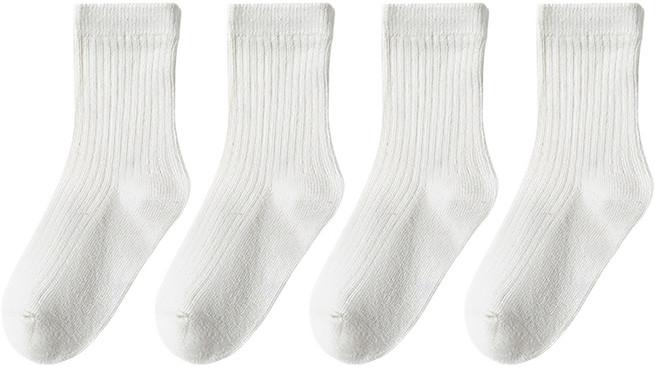 키즈트리 아동용 골지 무지 중목 양말 WZ-006 4켤레