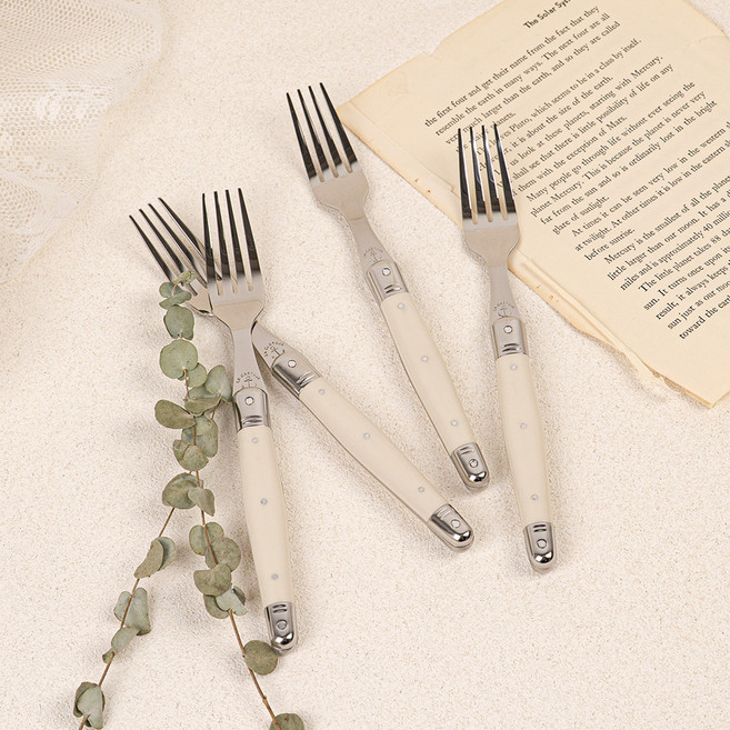 까르투하 앙클라 라귀올 디저트 케이크 티 포크, 아이보리, 4개