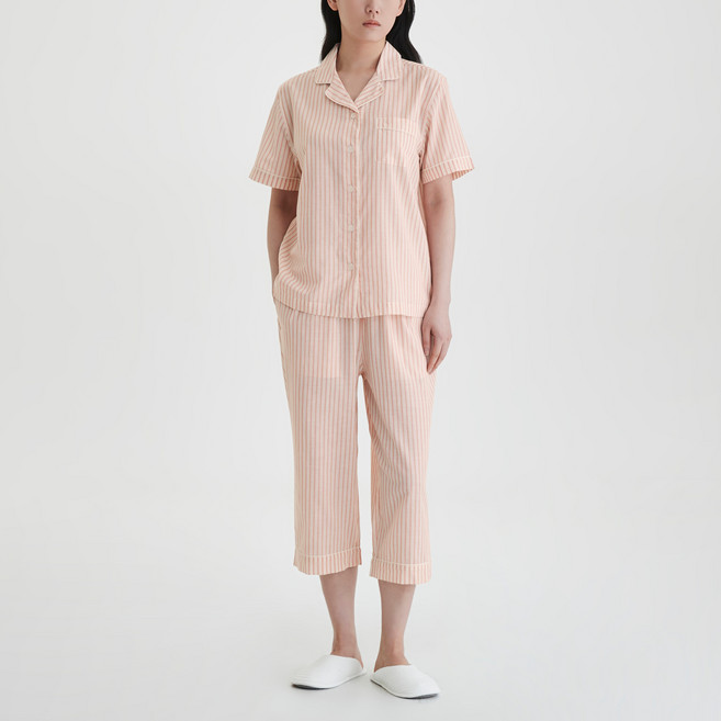 JAJU 여성용 라이트 코튼 7부 파자마 상의 하의