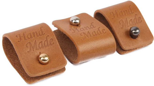 브랜드얀 핸드메이드 가죽라벨 3p + 솔트레지 3종 세트, 카멜