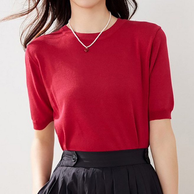 페이릿 여성용 데일리 베이직 소프트터츠 니트 반팔 티셔츠