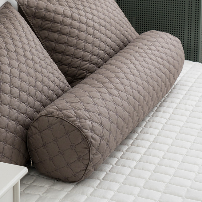 아이닉스 순면100 롱 원형 누빔 바디필로우커버 솜포함, 다크브라운