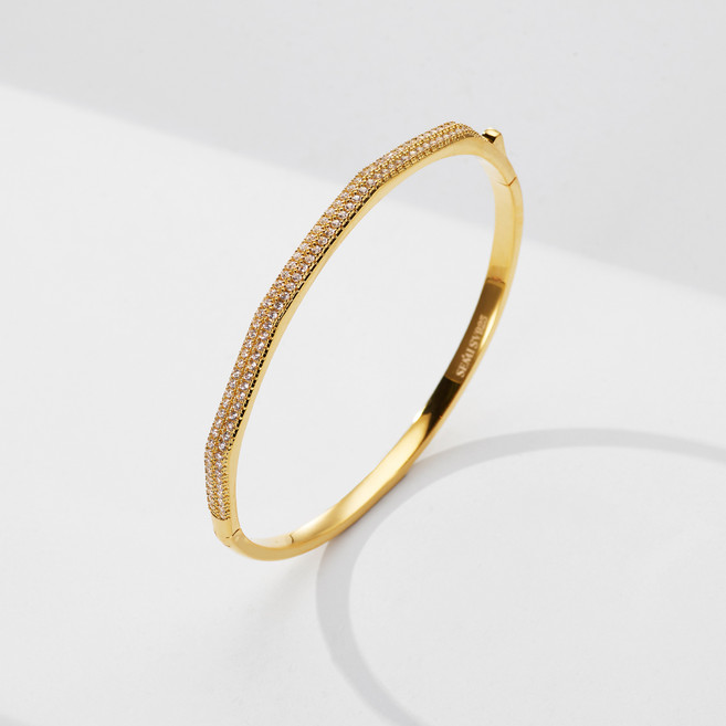 SEMI JEWELRY 女款 S925 18K鍍金 亮面手環 + 購物袋