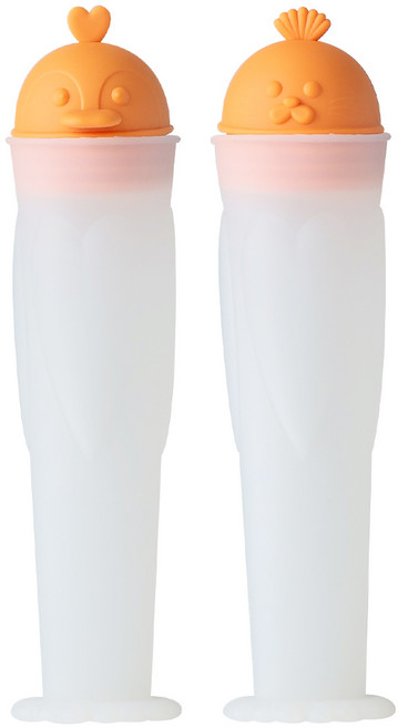 플라이토 실리콘 NEW 아이스크림틀 몰드 물개 + 펭귄 세트, 오렌지, 1세트