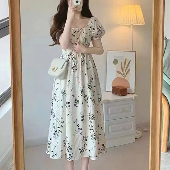 엘쏘 프렌치 스퀘어 플라워 셔링 원피스 빅사이즈 포함