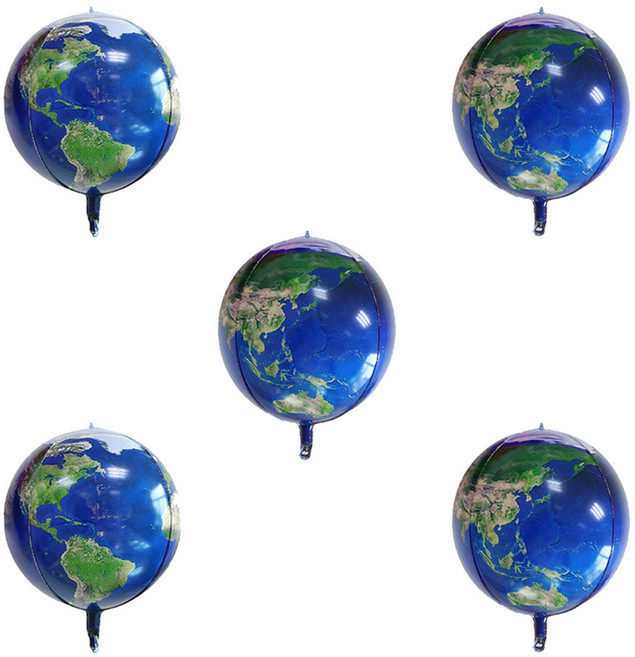 미니띠네 4D 지구본 알루미늄 가랜드 풍선 55cm, 혼합색상, 5개