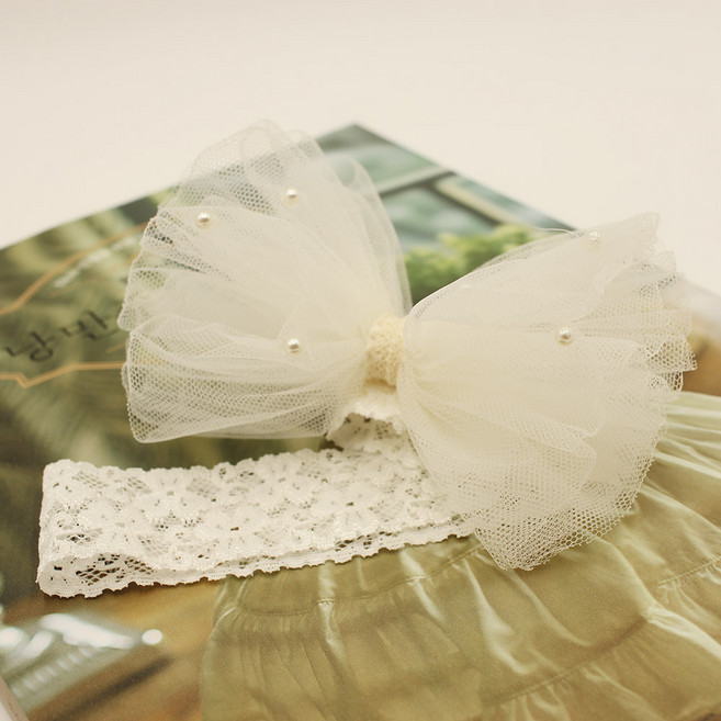 Bidangil 女童用 Kayla 蝴蝶結珍珠嬰兒髮帶