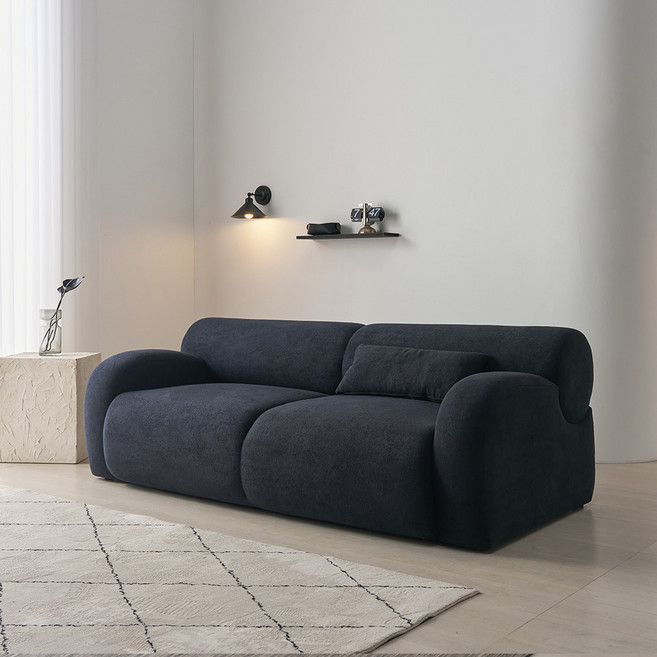 웰퍼니쳐 메이루 램퍼 패브릭 3인용 소파 쿠션 방문설치, 블랙