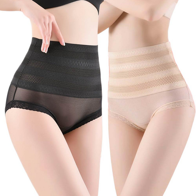 투이스타 뱃살 압박 메쉬 레이스 팬티 2p