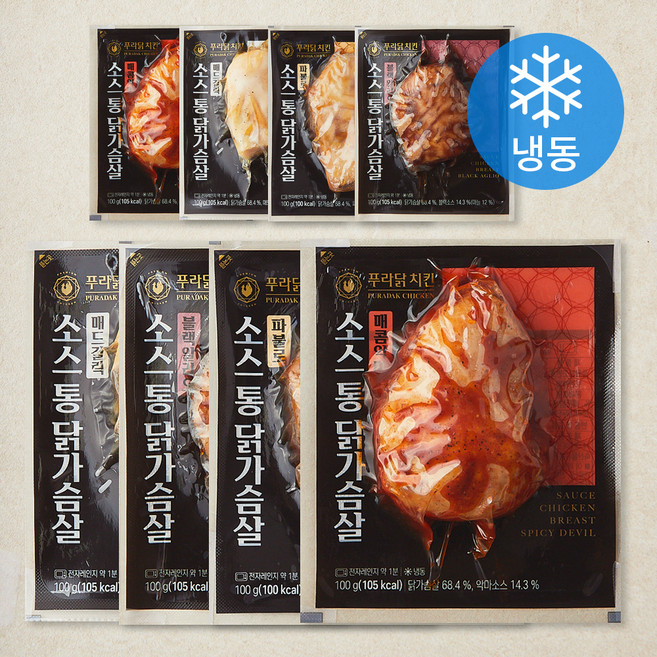 푸라닭 소스통닭가슴살 4종 x 2개입 세트, 100g, 1개입, 8개