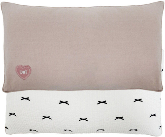 돗돗 줄 누비 베개 리본 7mm, Beige Pink