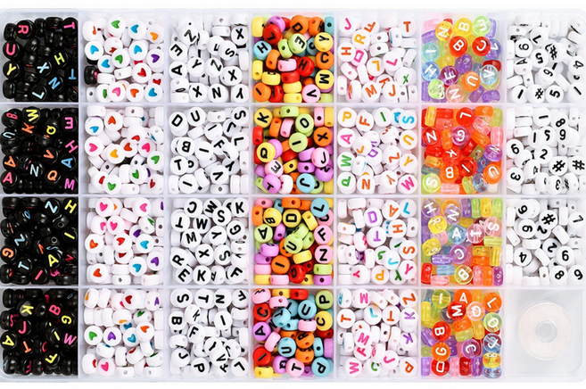올이즈유 字母珠子串珠 DIY 1400p 套組, 1個, A03