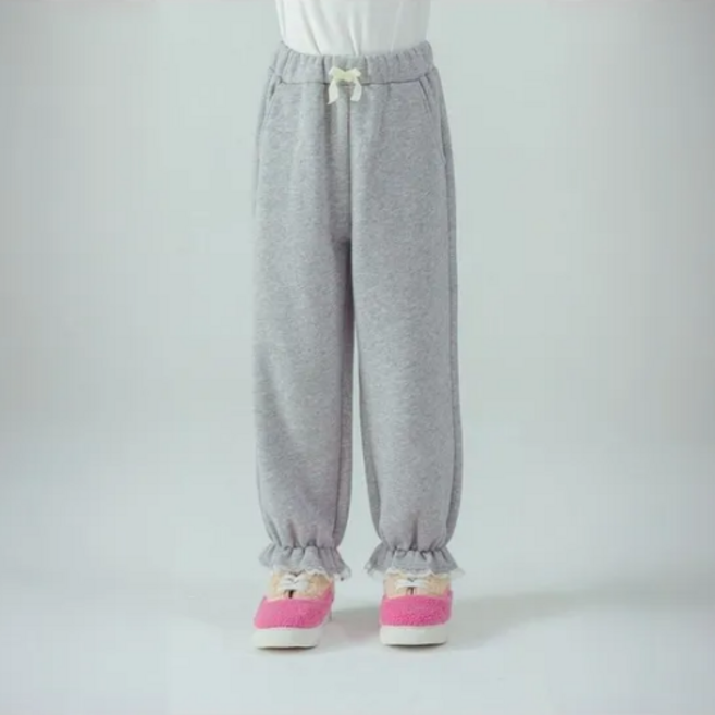 아이러브제이 아동용 미야 레이스 프릴 기모 조거팬츠