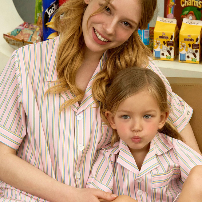 도씨 실크핏 반팔 카라 패밀리 잠옷 2종 세트