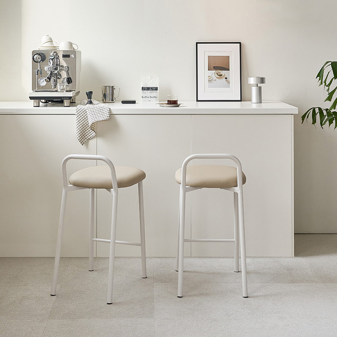 메종드꼼마 멜로우바 스툴 홈바의자 세트, 파우더베이지, 2개