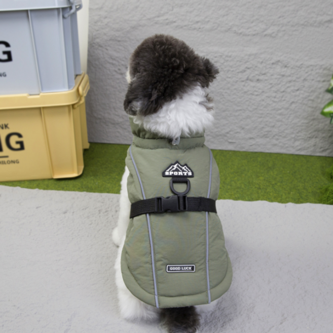 바오스레 강아지 소프트 발열 하네스 패딩조끼, 말차, 1개
