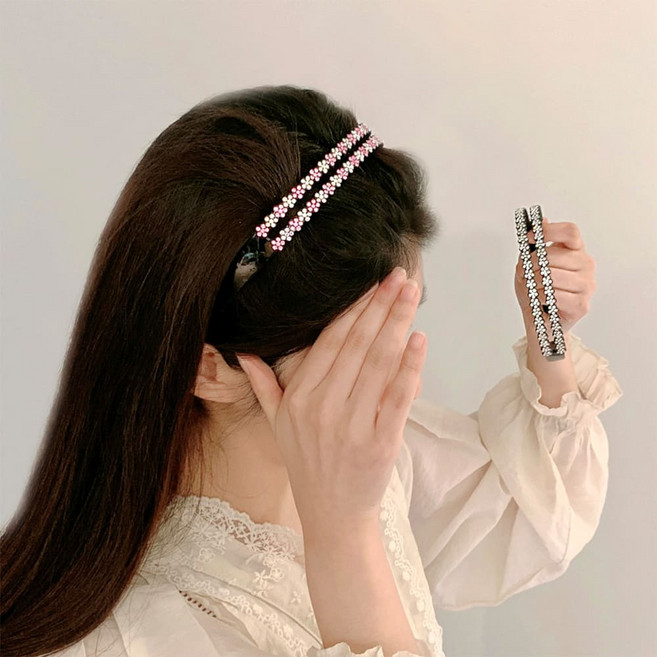 스타일플래닛 큐빅 플라워 더블라인 헤어밴드 컬러 2종 세트