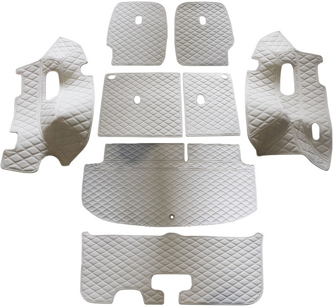 차팡 SS원단 트렁크매트 풀세트 + 3열 자동 도어매트 LED 유, 바닐라베이지, 팰리세이드 하프모델 7인승, 기아