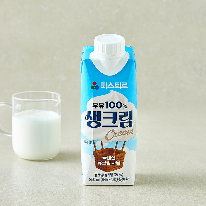 파스퇴르 우유 100% 생크림, 1개, 250ml