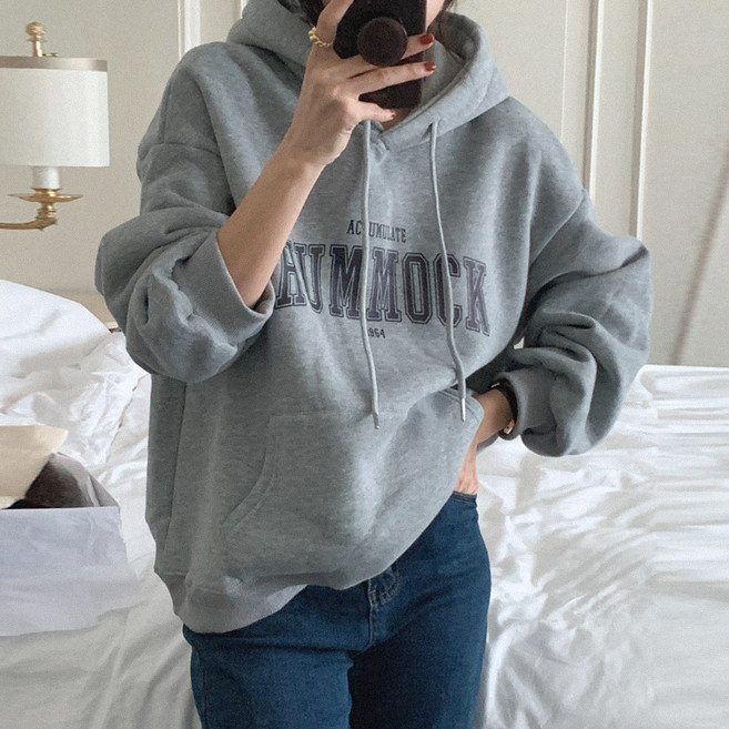 여성용 락토 1964 레터링 데일리 후드티셔츠