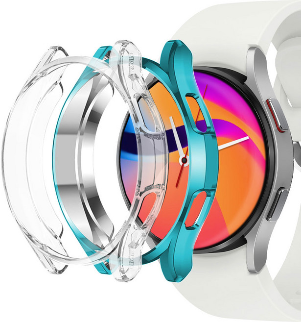 누아트 갤럭시 워치 풀커버 케이스 2종 세트, 블루+투명, 2개