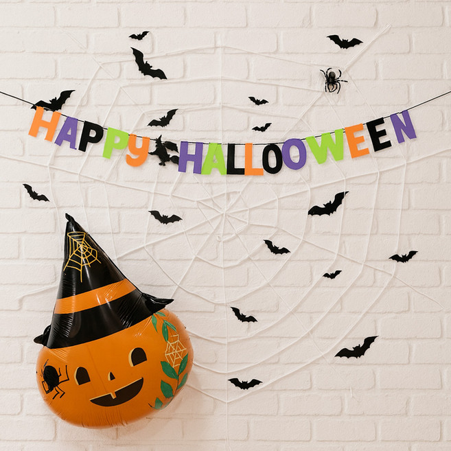 파티쇼 할로윈 장식 거미줄 DIY 박쥐 데코세트 네이처인더나이트새틴펌프킨, 혼합색상, 1세트