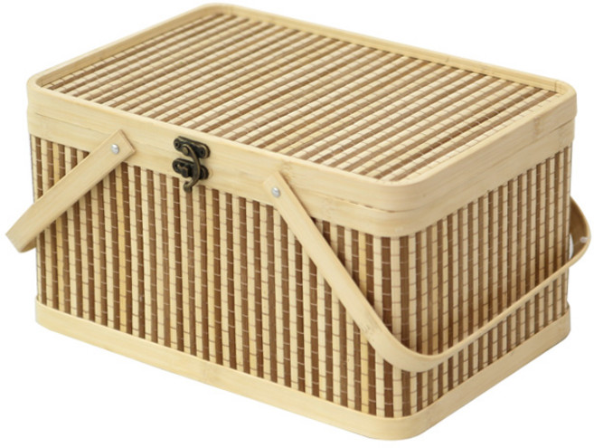 대나무 피크닉 바구니 가방, 혼합색상, 1개