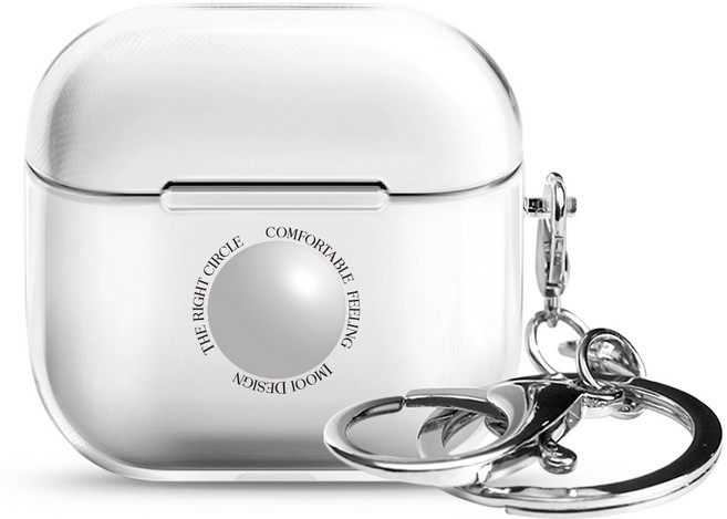 Imooi 第5季 透明硬殼 + 掛環組合, AirPods 第4代, 1套, 圓形 大白(手機殼)