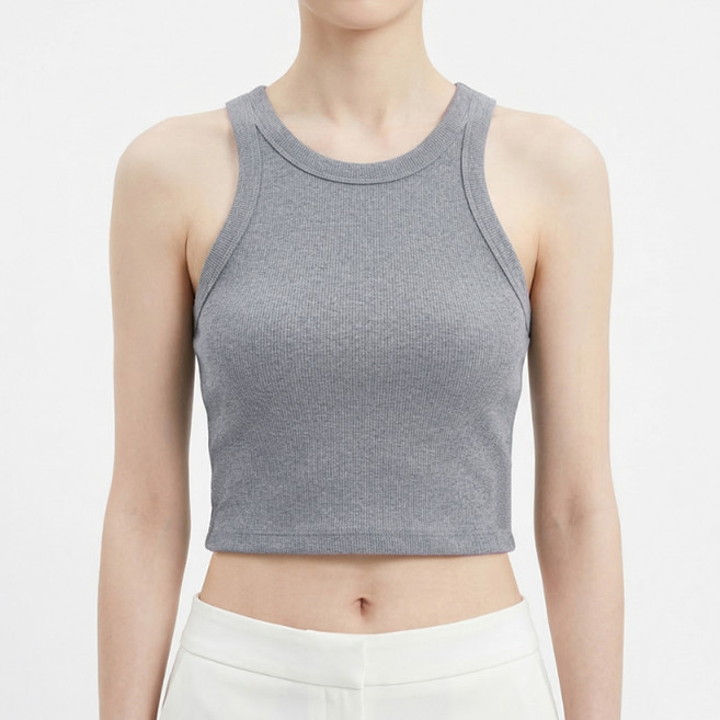 소니오 여성용 골지 탱크하이넥 민소매 나시 숏