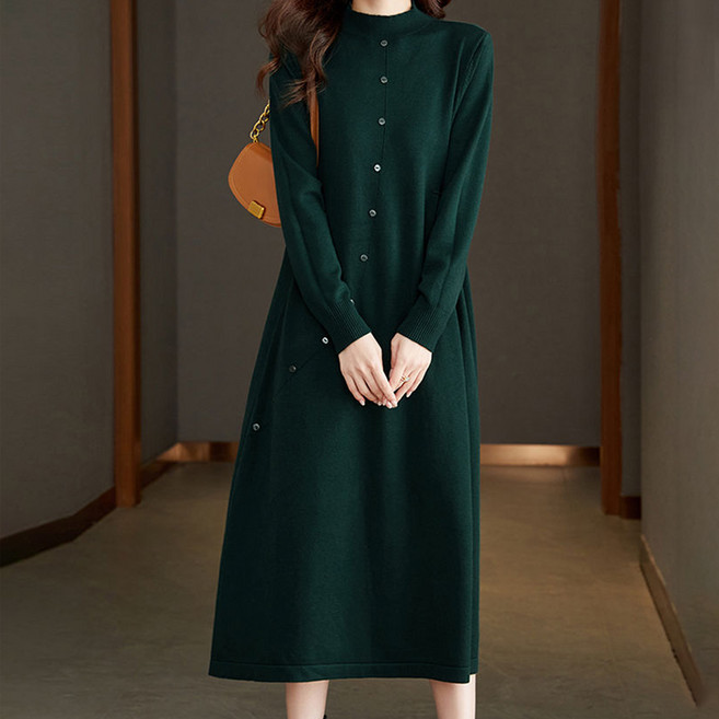 아뗄릭 리리오 빅사이즈 버튼 니트 롱 원피스 11142