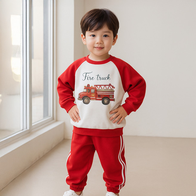 키즈꼬모 아동용 파이어 상하의 세트