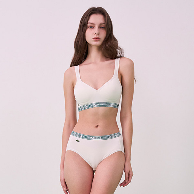 라코스테 여성용 클래식 푸쉬업 몰드 브라팬티 세트