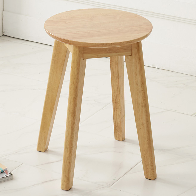 YEDAUM 現代圓形實木凳, 自然 褐色, 1個