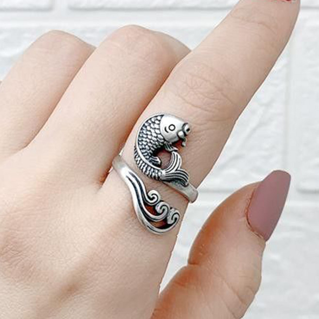 붓다베스트 여성용 물고기 물결 스털링 은반지